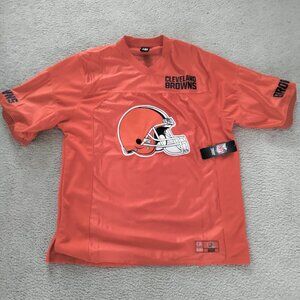 NWT CLEVELAND BROWNS L Mens NFL Team Apparel Football Orange Jersey QTMF143FCL
